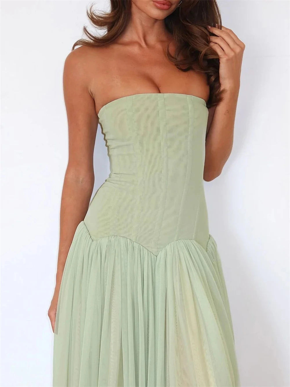 Robe longue bustier plissée Sansa