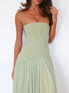 Robe longue bustier plissée Sansa