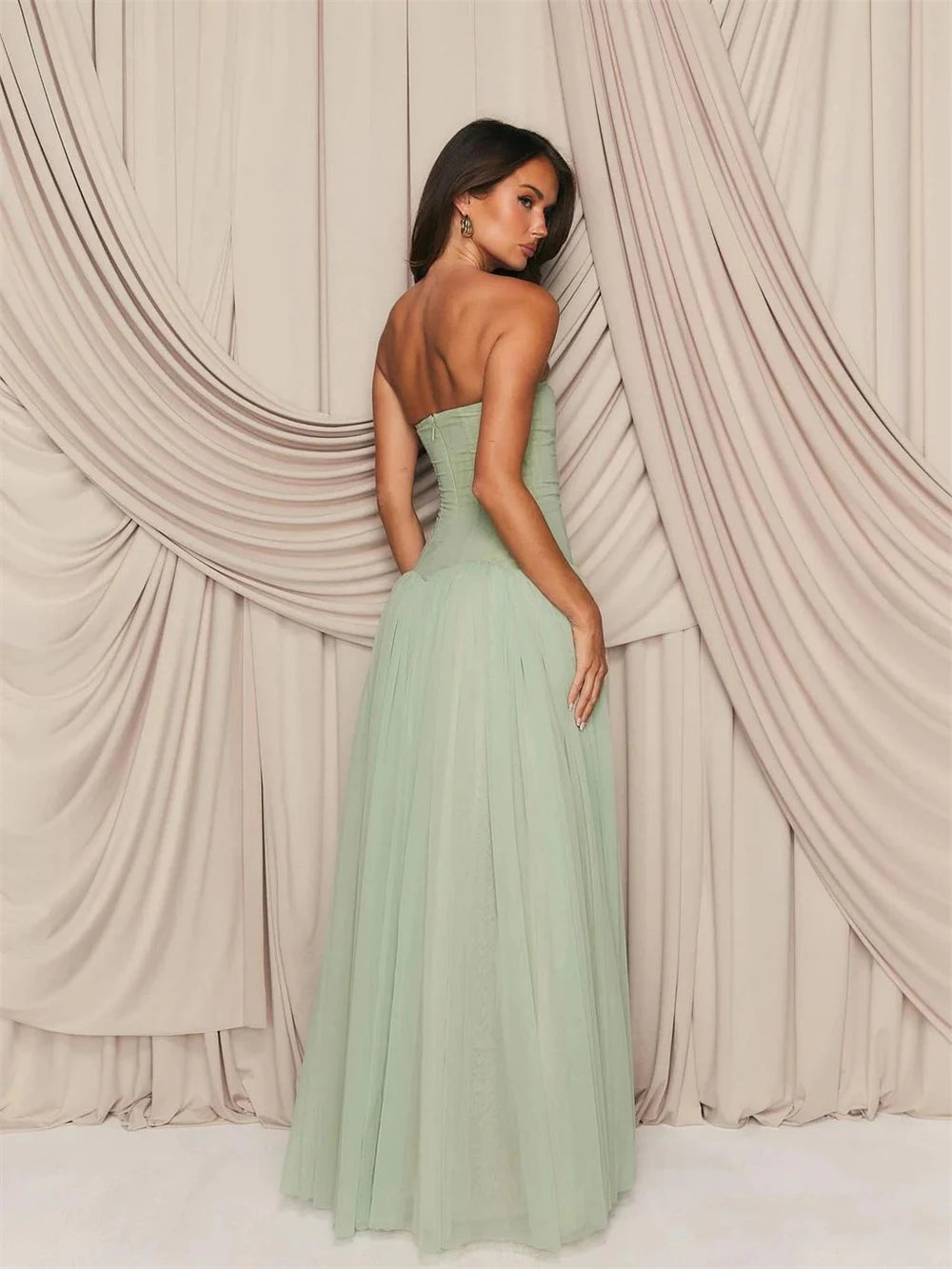 Robe longue bustier plissée Sansa