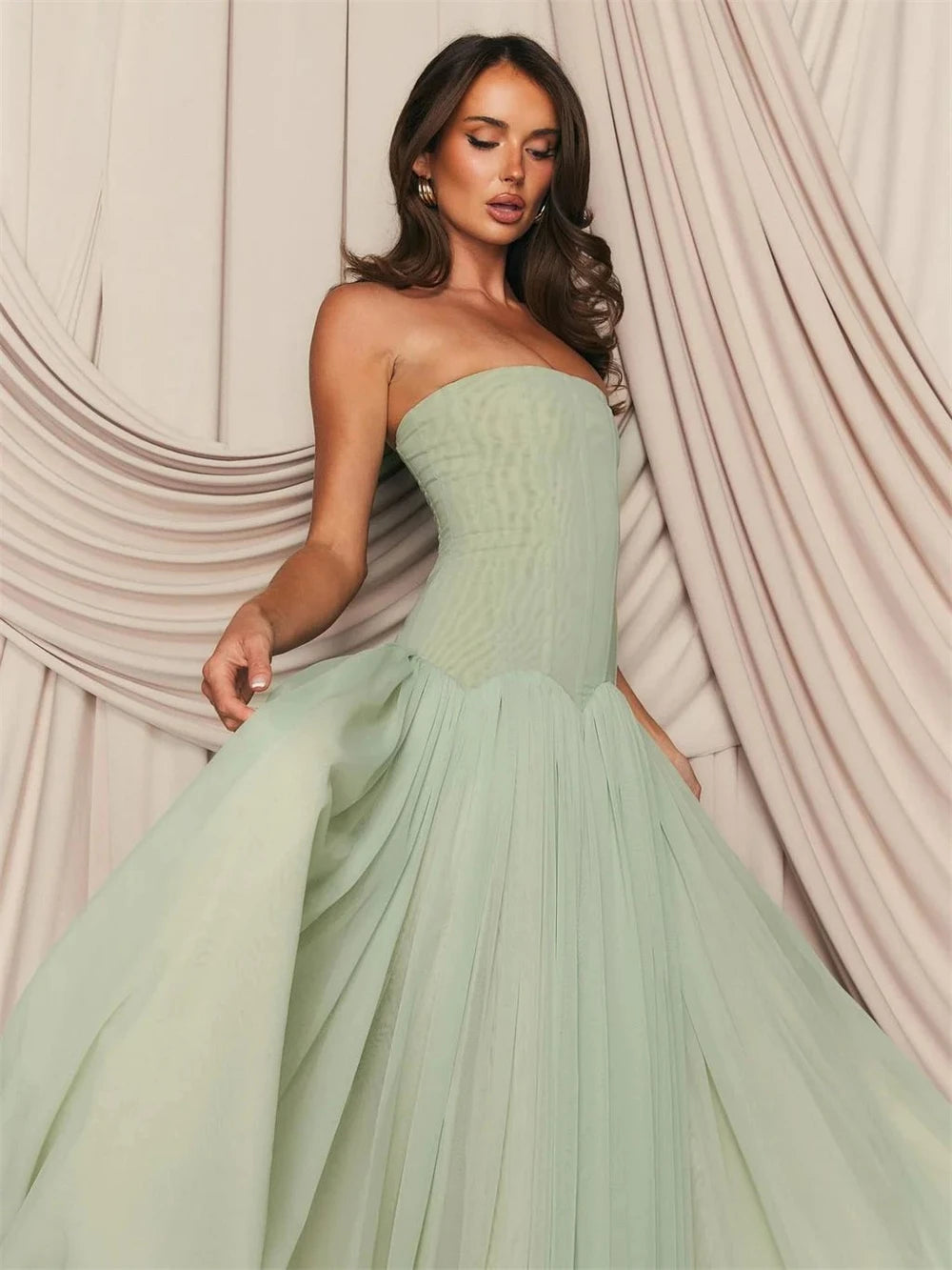 Robe longue bustier plissée Sansa