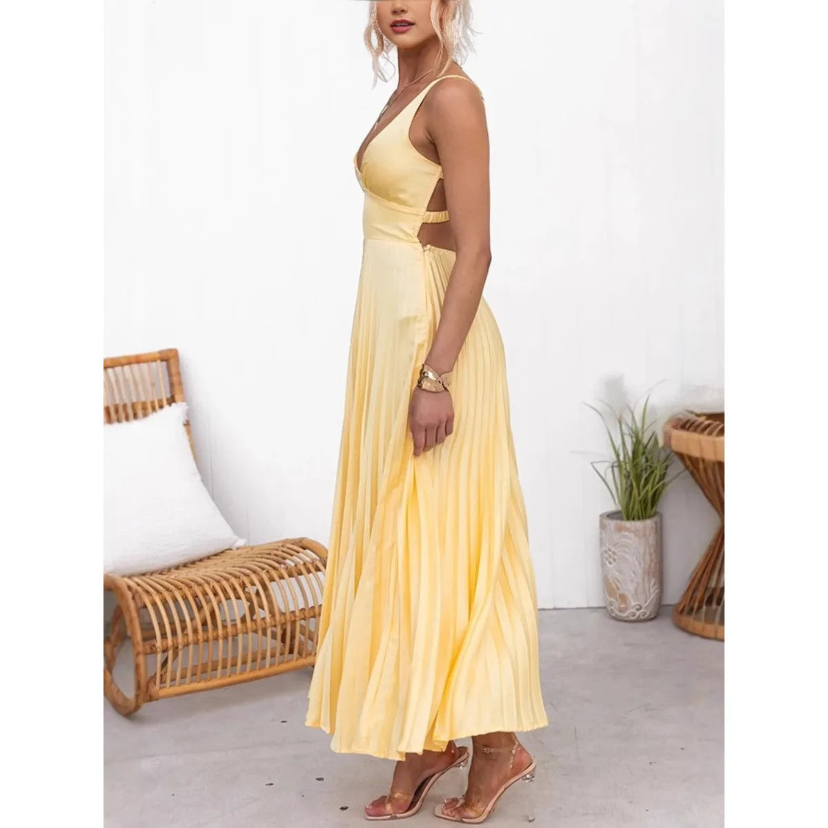 Robe longue plissée Solène