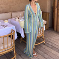 Robe longue crochet rayée Éloïse