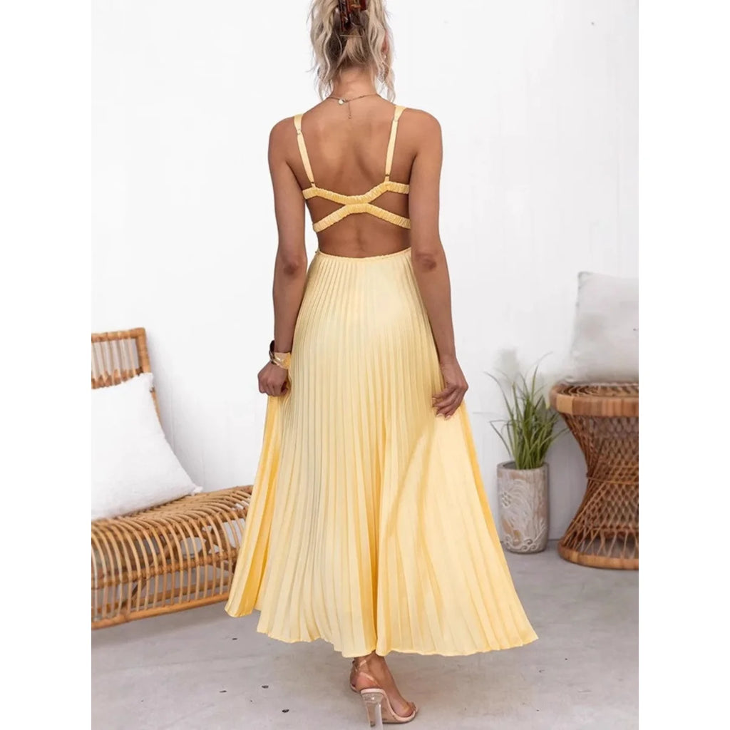 Robe longue plissée Solène