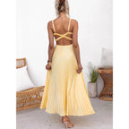 Robe longue plissée Solène