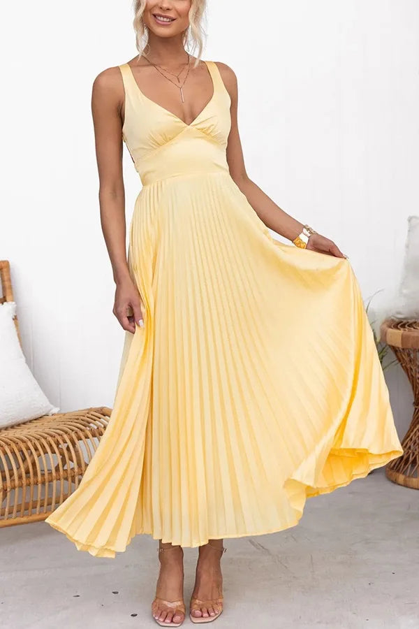 Robe longue plissée Solène