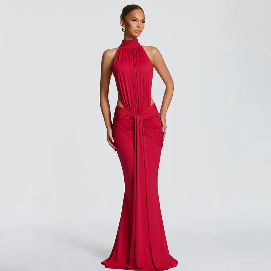 Robe longue dos nu Éléna en Rouge