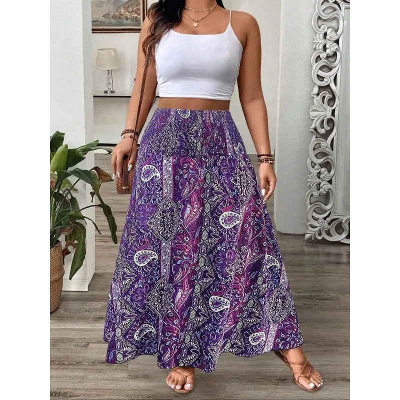 Jupe longue imprimée Lina en Violet