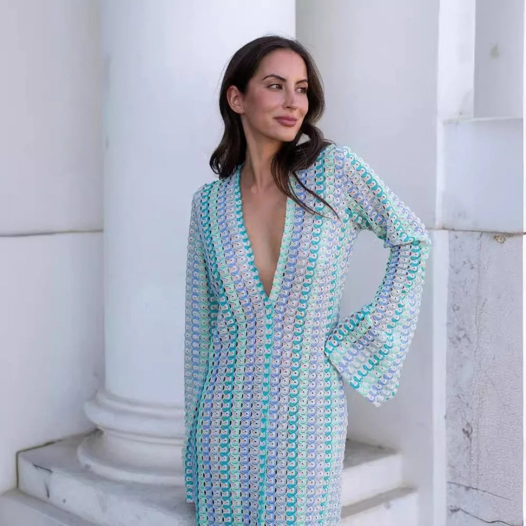 Robe longue crochet rayée Éloïse