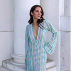 Robe longue crochet rayée Éloïse