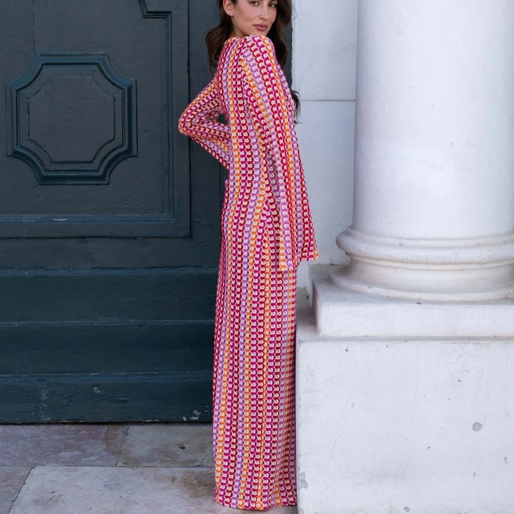 Robe longue crochet rayée Éloïse